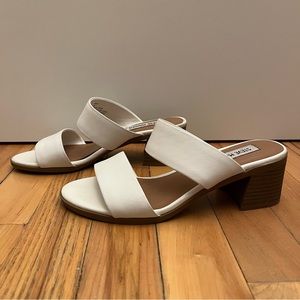 Steve Madden white double leather strap heel - size 5